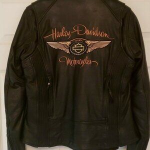 Harley Davidson Women's 110th Anniversary 3 in 1 Leather Jacket Med EUC​​​​​​​​​